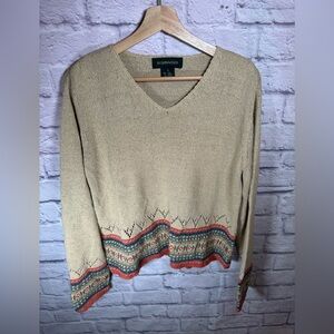 Bushwacker silk‎ linen blend Vintage Women’s Crocheted Bohemian Sweater large